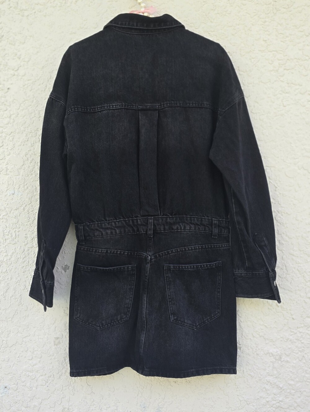 NWT Zara Washed Black Denim Mini Shirt Dress New Size M - Picture 6 of 13